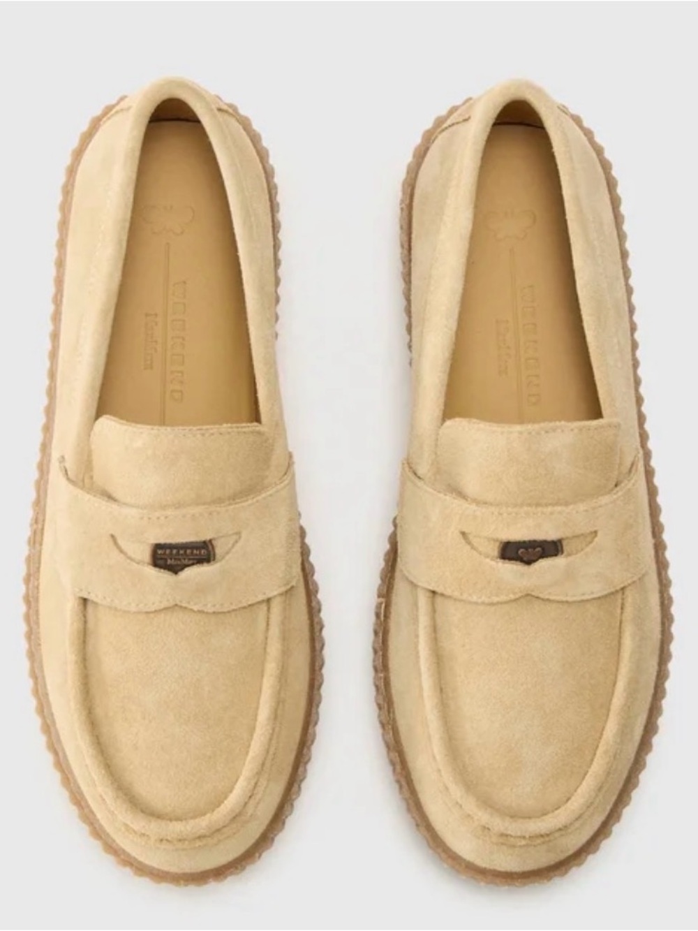 Weekend Max Mara Beige Suede Penny Loafers